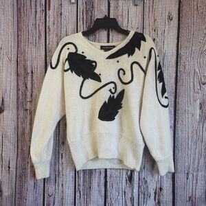 Silk Rabbit Angora Sweater: 80s-90s Pullover Top Batwing Sleeve Medium 80s 90s